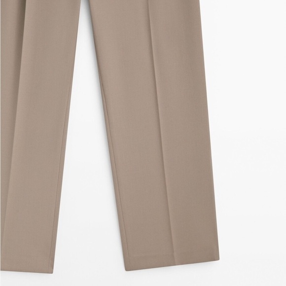 NWT. Massimo Dutti Mink Wool/Viscose Blend Flap Detail Trousers. Size 2/EUR 34. - Picture 7 of 12